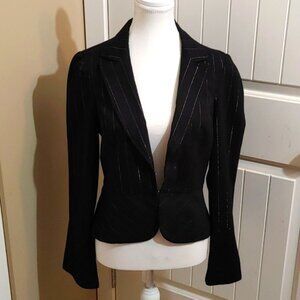 GUESS Jeans black long sleeves blazer with jacket silver threads size M